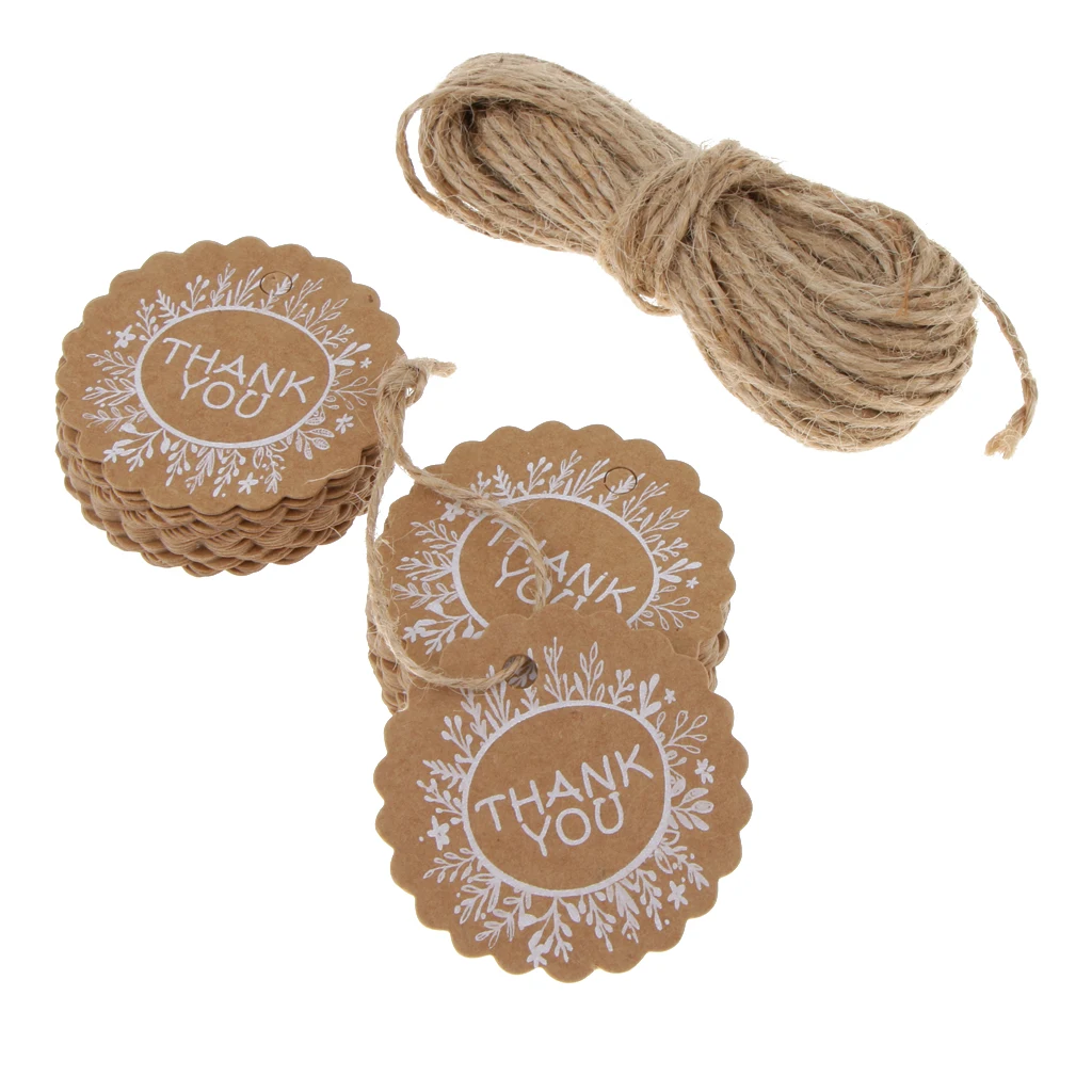

50pcs Thank You Kraft Paper Labels Gift Tag DIY Wedding Cards Decoration