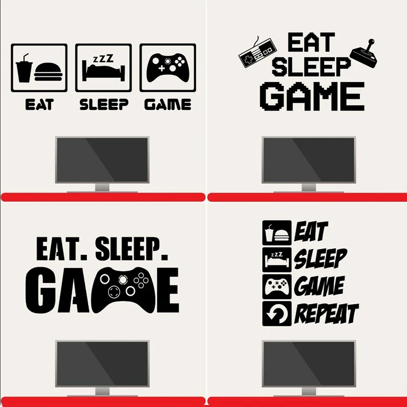 Eat Sleep Game настенные художественные наклейки игровой геймер мальчики девочки дети