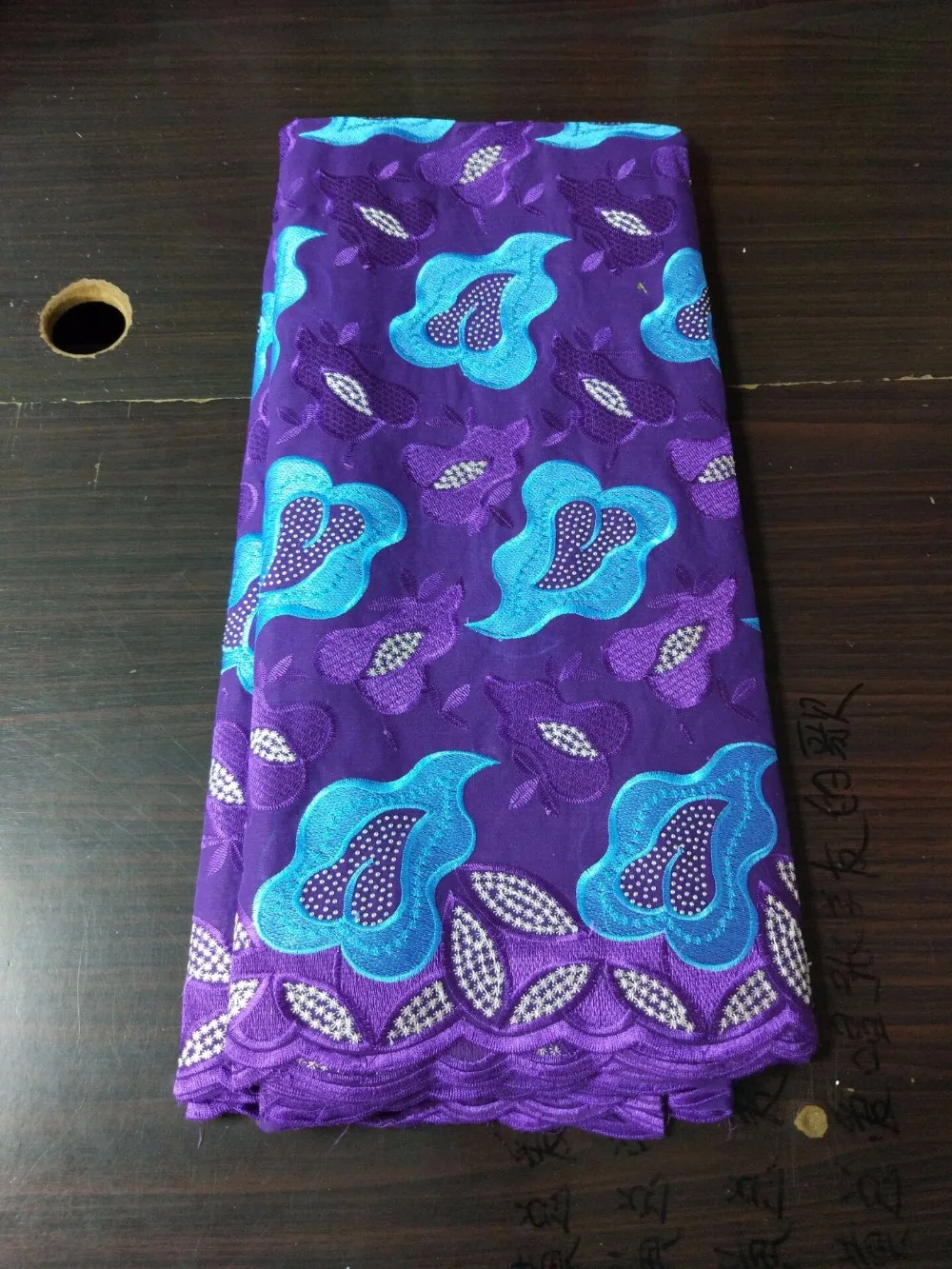 

5 Yds/pc Most popular purple african cotton fabric and blue flower design swiss voile lace for clothes BC149-1