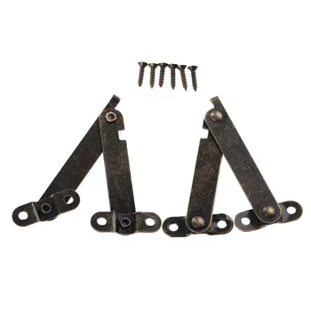 

2Pcs Antique Bronze Lid Support Hinges Stay For Box Display Furniture Accessories Cabinet Door Kitchen Cupboard Hinges 61x11mm