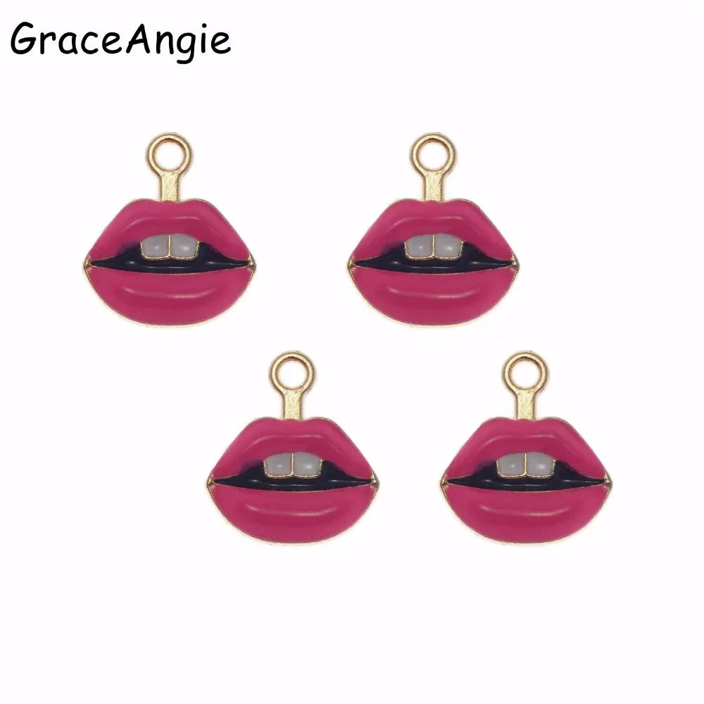 Buy 6PCS Enamel Lip Charms For Earrings Necklace