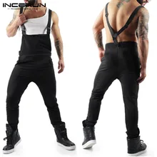 INCERUN, европейский и американский, мужской однотонный Модный комбинезон на бретелях с карманами, Свободный Повседневный уличная одежда, комбинезон 5XL