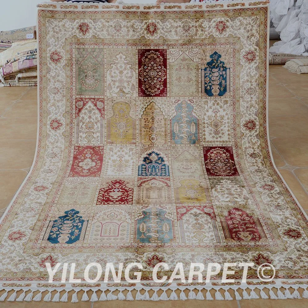 

Yilong 5.5'x8.2' Antique hand made persian tabriz carpet dark blue hand knotted Turkish rug (1679)