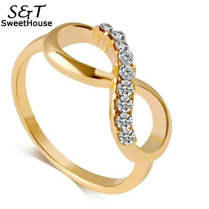 

FANALA Wedding Rings For Woman Hollow Out Romantic Infinite Symbol Rhinestone Rings Stainless Steel Rings for Women