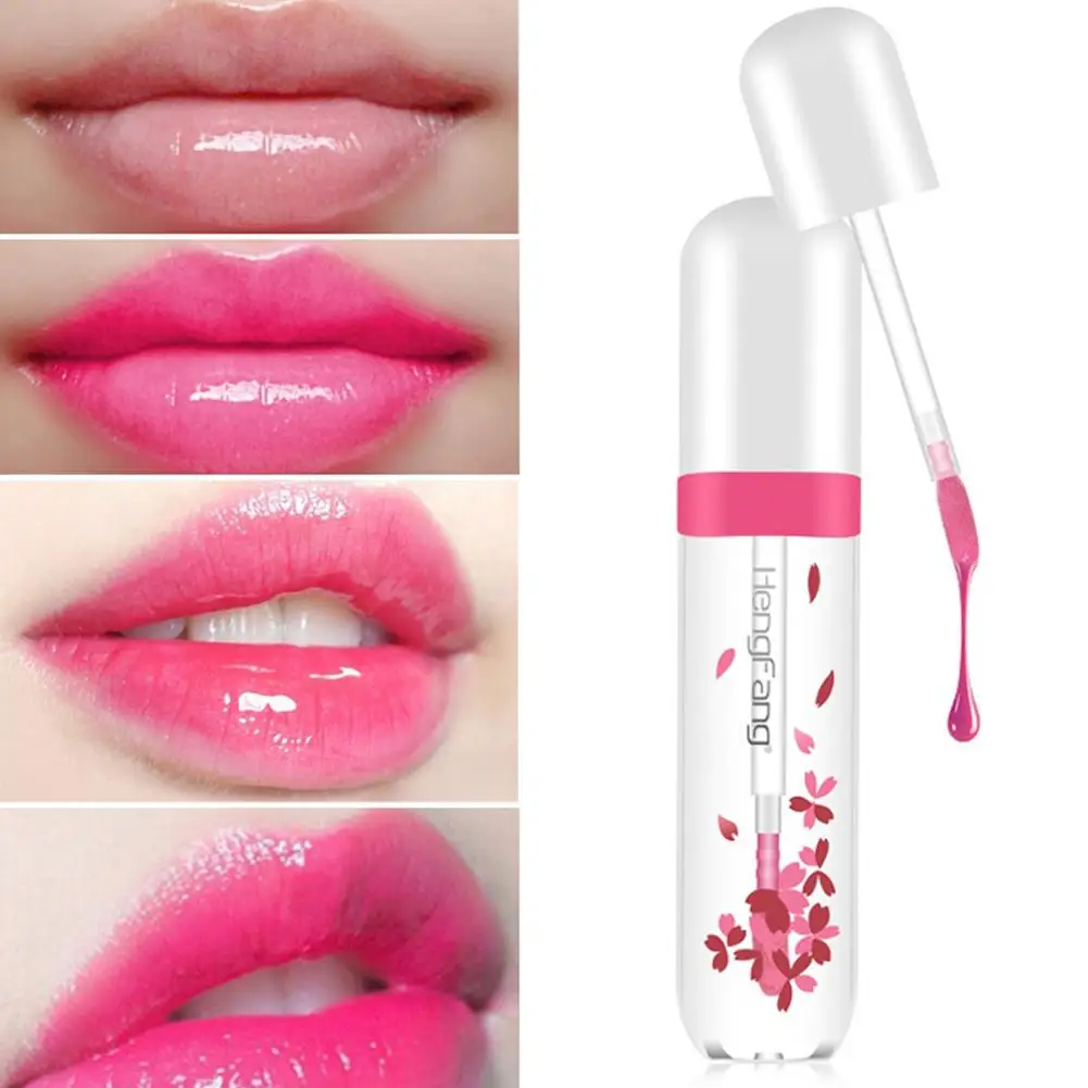 Long Lasting Color Changing Transparent Flower Jelly Lip Gloss Liquid