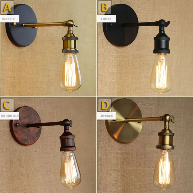 ФОТО Country Style Retro Wall Lights Sconces Aged Steel Finished Apply in Hallway Stairs Balcony Wall Lamp E27 40W Incandescent Bulbs