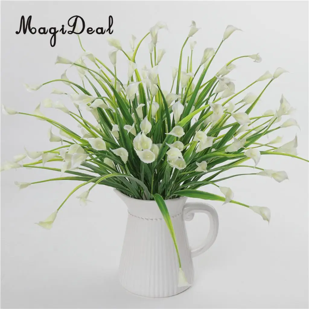 4pcs Artificial Shrubs Calla Lily Plastic Greenery Plants Flower Arrangement for Home Kitchen Dining Room Hanging Decor