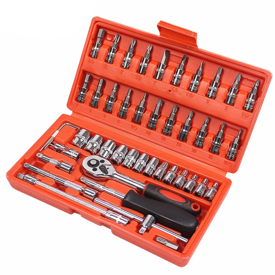 

Car Repair Tool Sets 46pcs/set Combination Tool Wrench Set Batch Head Ratchet Pawl Socket Spanner Screwdriver