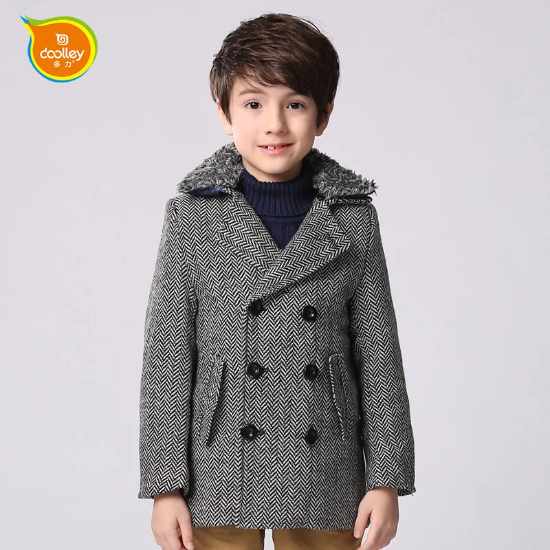 DOOLLEY Boys Long Wool Jackets Kids Autumn Winter Coats Size 110 170 cm