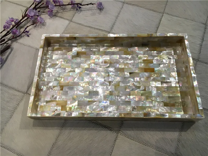 Natural handmade golden mother of pearl decor Storage TrayStorage