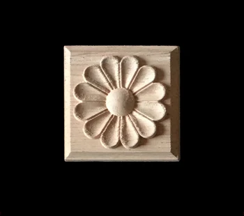 

Unpainted Wood Oak Carved Wave Flower Onlay Decal Corner for Decoration Accessories Furniture Decor Decorative Applique