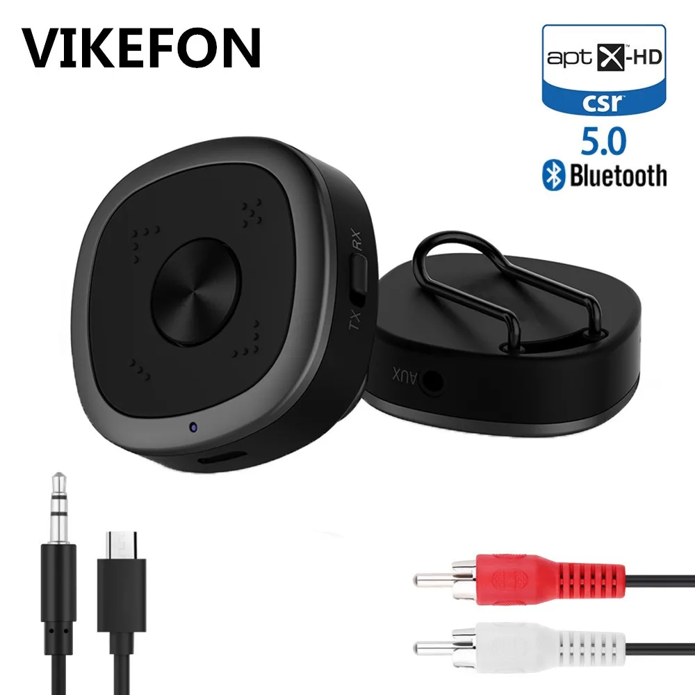 

5.0 Bluetooth Audio Transmitter Receiver CSR8675 APT-X Low Latency/Aptx HD Wireless Adapter for TV Speaker Car,3.5mm AUX or 2RCA
