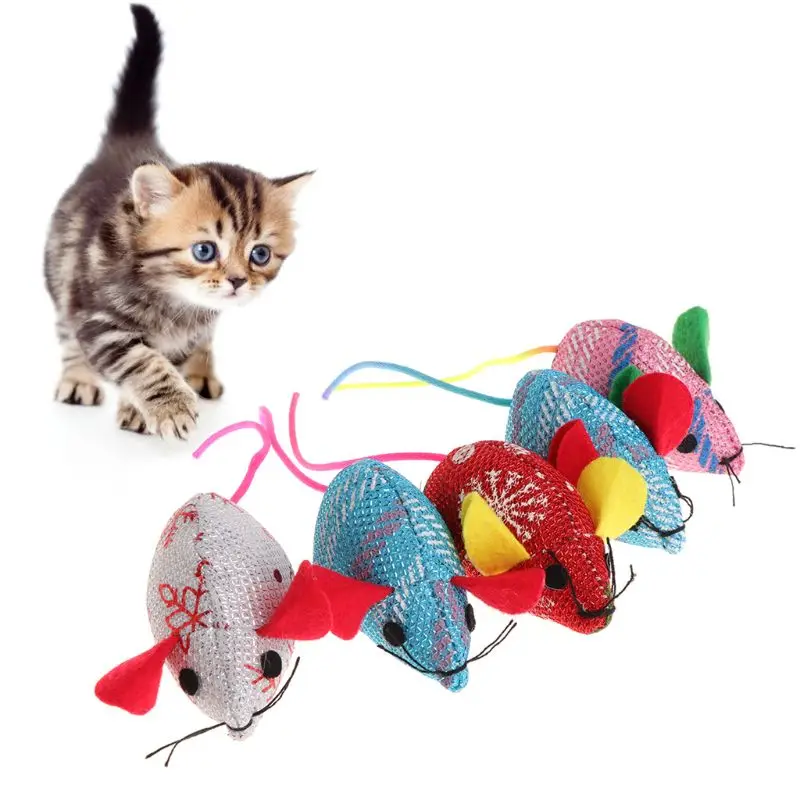 Новый 5 шт игрушки для кошек Рождественский Мышь котенок любимцы котята интерактивный тизер забавные питания красочные маленькие игрушки