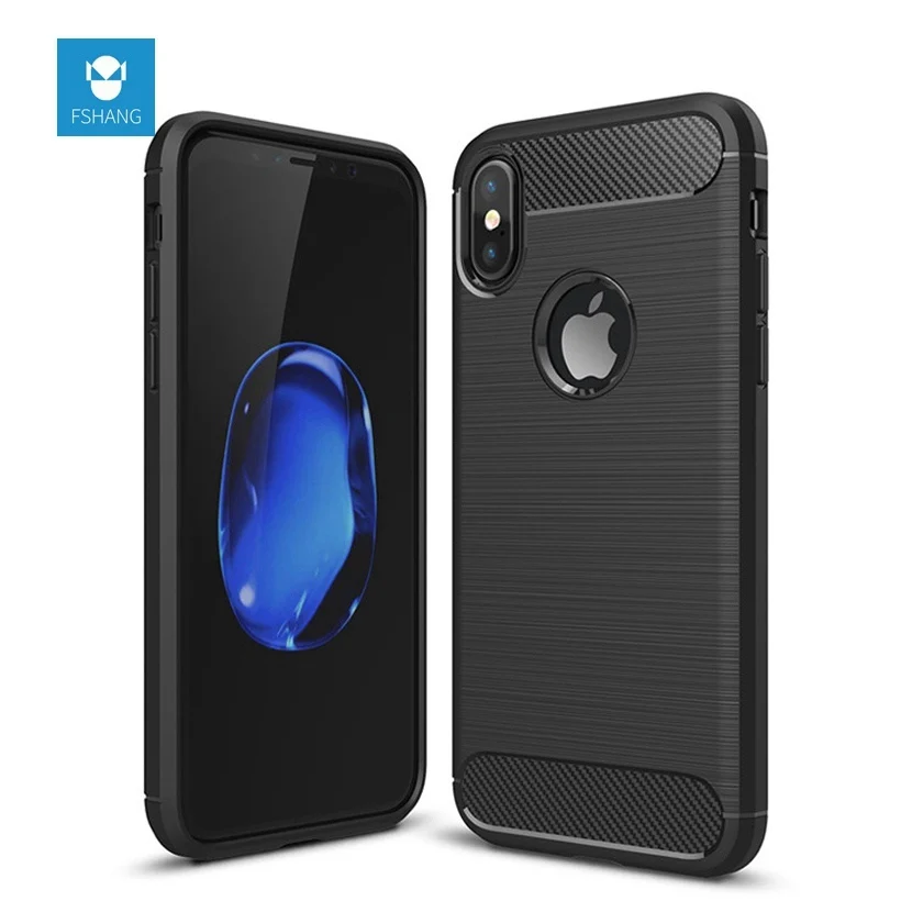 Fshang Роскошные углеродного Волокно Телефонные Чехлы для iPhone X Чехол Мягкие