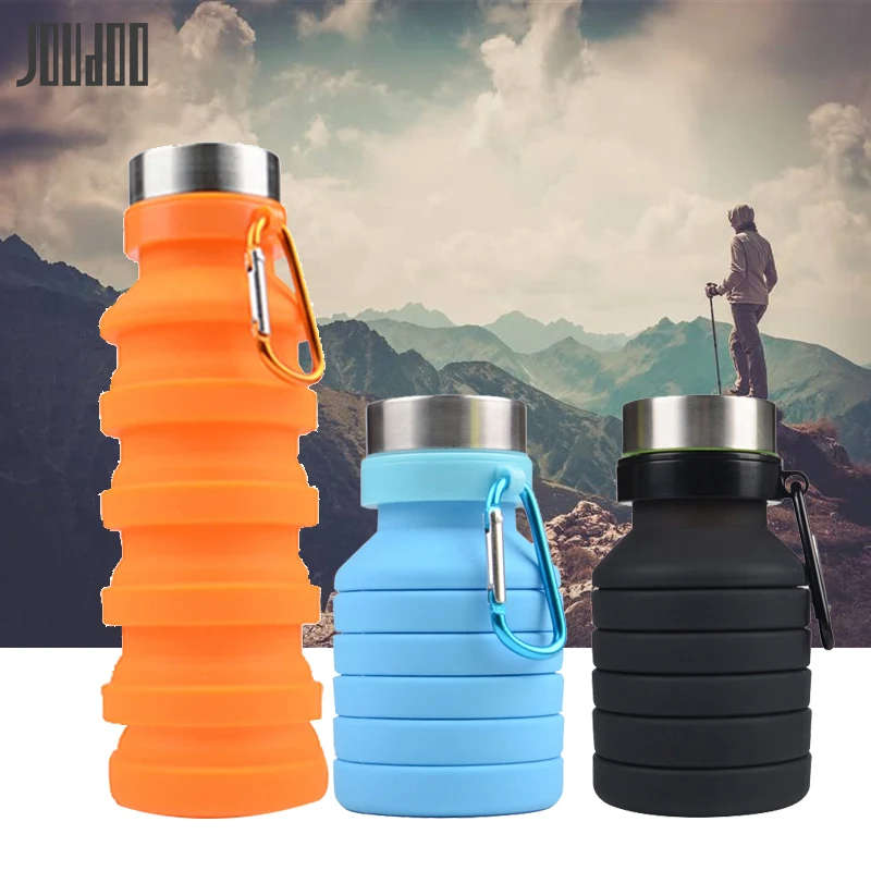 

JOUDOO 470ML Retractable Folding Water Bottle Portable Silicone Coffee Bottle Outdoor Travel Drinking Sport Drink Kettle 40
