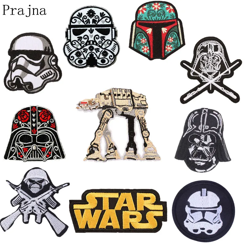 

Prajna Star Wars Jurassic Patch Movie Stranger Things Iron On Embroidered Patches For Clothes Sewing Black Patch Badge Parches