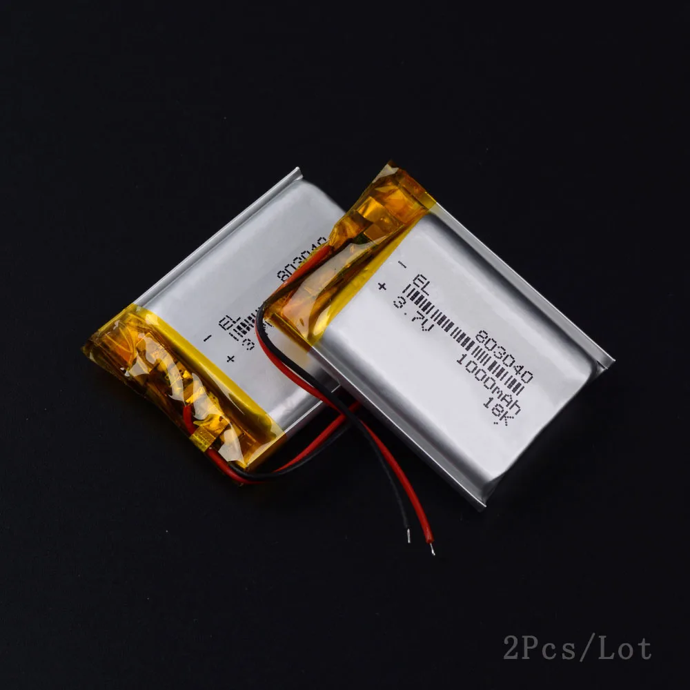 Планшетный ПК 3,7 V 1000mAh Lipo литий-полимерный аккумулятор 803040 аккумуляторная батарея с высокой емкостью - Цвет: 2pcs