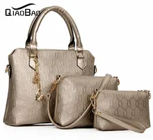 QIAOBAO mujeres O de tipo patrón de cuero bolso mujeres messenger bags marca diseños bolsa bolsas Bolso + Bolso Del Mensajero + monedero 3 Sets