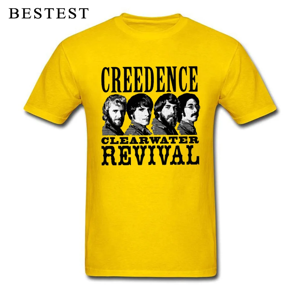 2018 Discount Men T Shirt Creedence clearwater revival 2215 Tops & Tees 100% Cotton Round Collar T-shirts Fitness Tight Creedence clearwater revival 2215 yellow