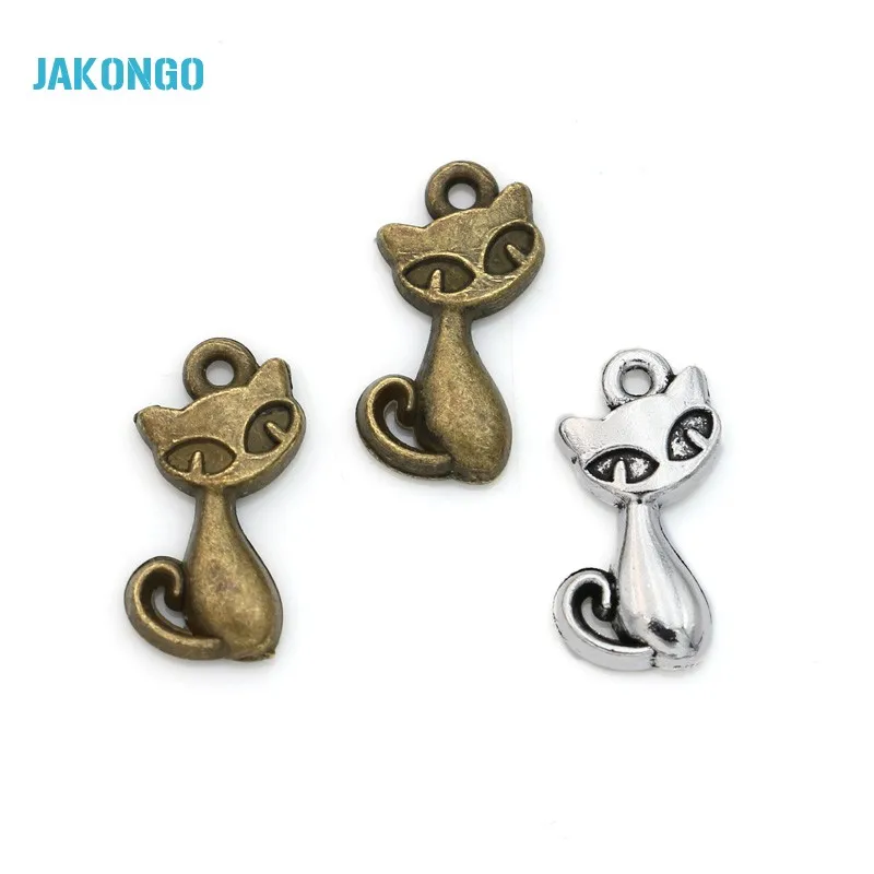 

JAKONGO 30pcs Antique Silver Plated Animals Cats Charms Pendants for Jewelry Making Jewelry Findings DIY Handmade 17x8mm