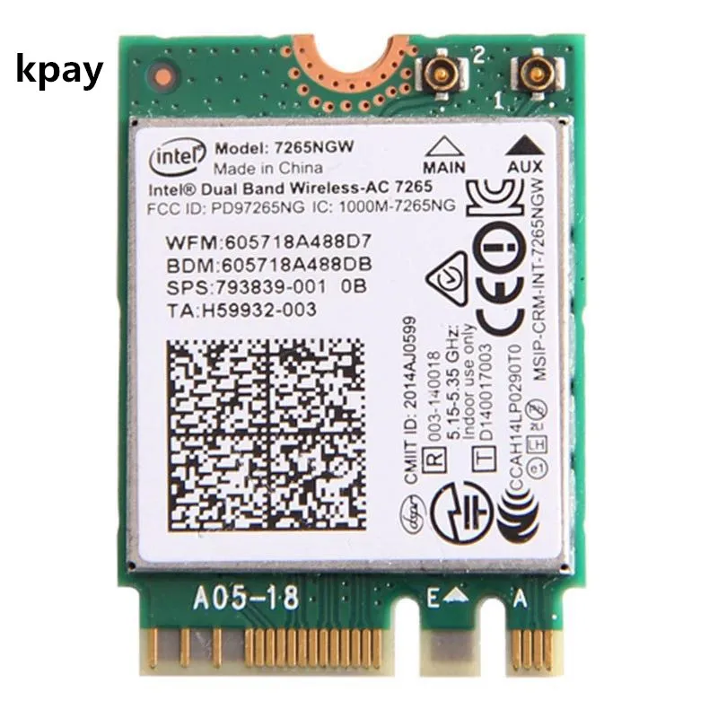 Ноутбук Wlan для Intel 7265NGW двухдиапазонный беспроводной-AC 7265 867 Мбит/с 802.11ac 2x2 WiFi +