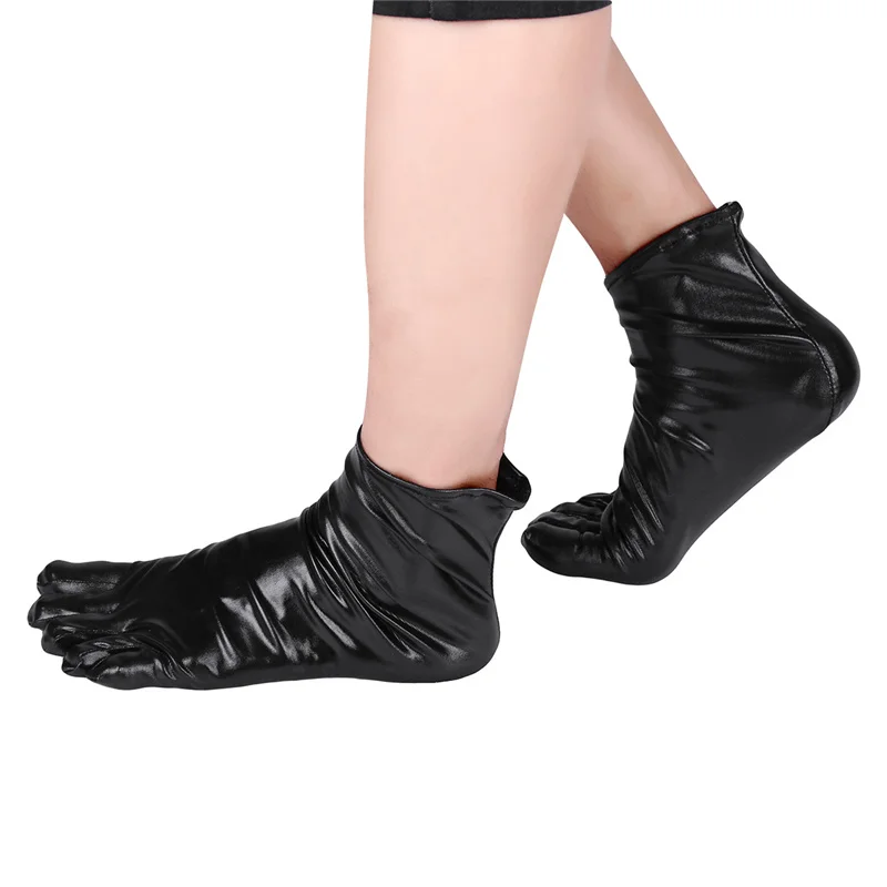 YiZYiF, унисекс, носки с пальцами, сексуальные, Wetlook, лакированные кожаные носки, блестящие, металлические, латексные, резиновые, Клубные, короткие носки, для мужчин и женщин, забавные носки