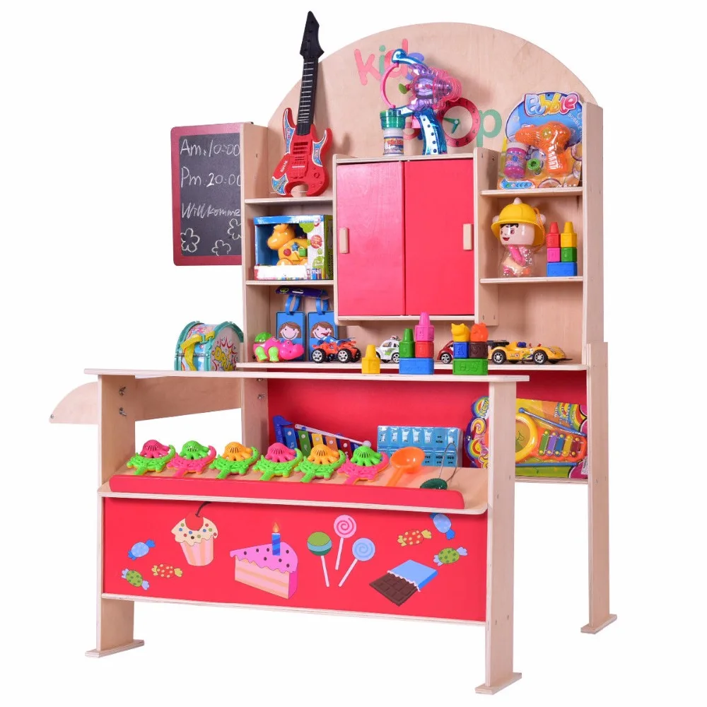Kids Wooden Toy Shop Market Children Shopping Pretend Play Set Colorful Toddler Baby Christmas Birthday Gift