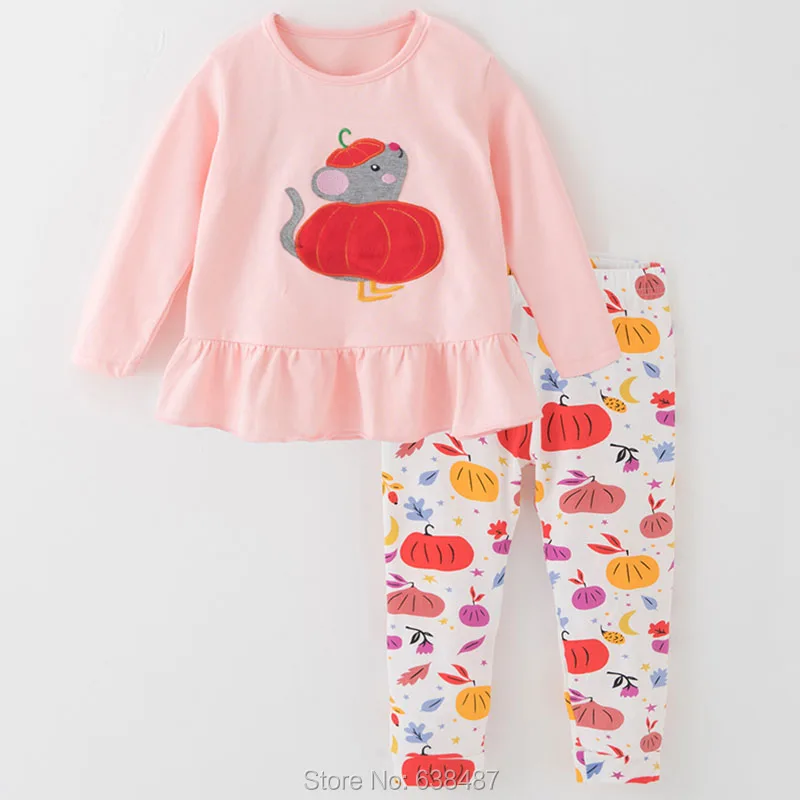 Новинка года, Осенние комплекты одежды для маленьких девочек брендовая качественная футболка с длинными рукавами из хлопка для девочек, штаны комплекты детской одежды из 2 предметов - Цвет: 4802