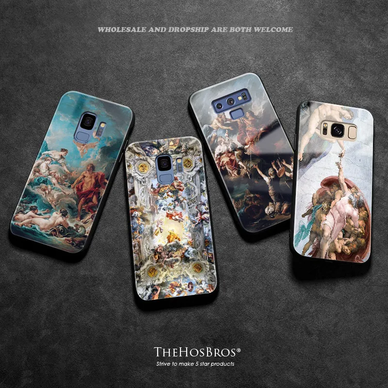 

Baroque art Mural religious luxury for Samsung galaxy s8 s9 s10e s10 plus note 8 9 10 Plus glass phone case cover soft silicone