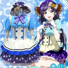 Vestido Lolita Anime Love Live Tojo Griego Maid Outfit Tutu Princesa Cosplay Disfraces de Halloween Para Las Mujeres Jsk Lolita Vestido Volante