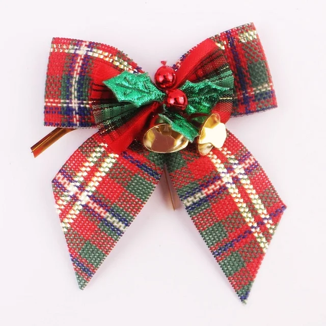 8x8cm Christmas Bow Bell Pendant Mini Bows Garland Decoration Wedding ...