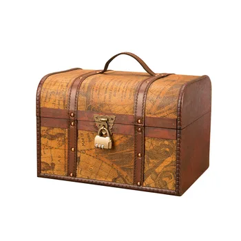 

European Classical Wooden Box Retro Creative Storage Box Antique Wooden Treasure Chest Ornaments Household Home Decoration Gifts