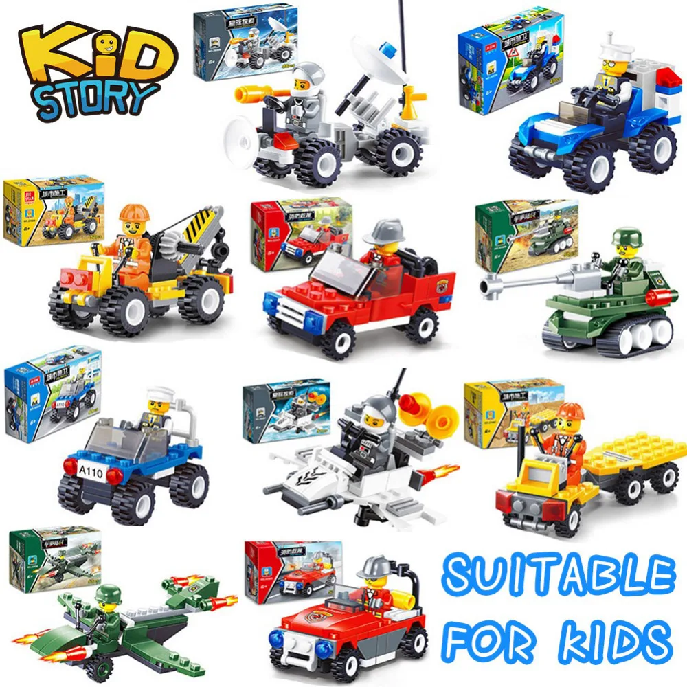 

HOT LEgoingly Transportation Series Car Plane Tank Truck Van red blue Compatible with Legoes Model Building Blocks DIY Toys GK30