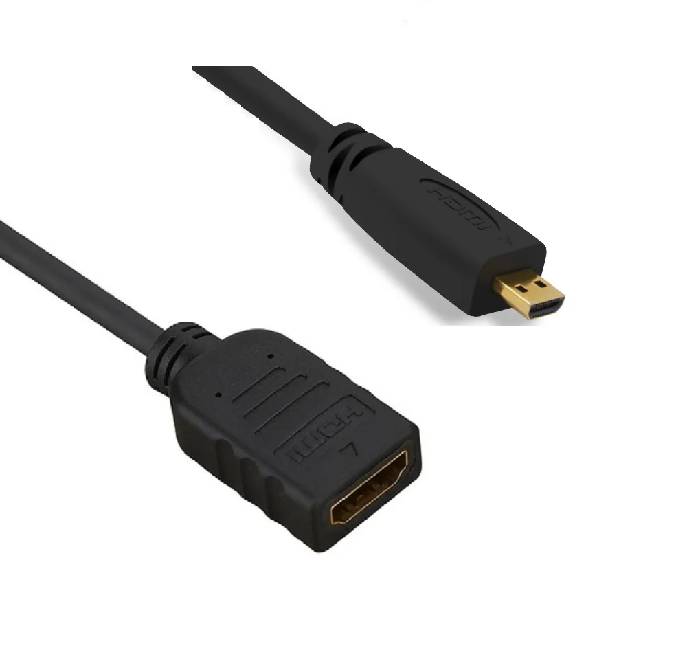 6 дюймов 32AWG высокое Скорость HDMI кабель с Ethernet-HDMI разъем Micro мужчина к HDMI разъем-черный