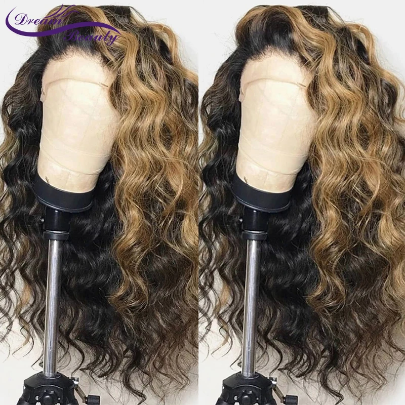  Ombre Highlight Color Lace Front Human Hair Wigs with Baby Hair Pre-Plucked Hairline Remy Brazilian