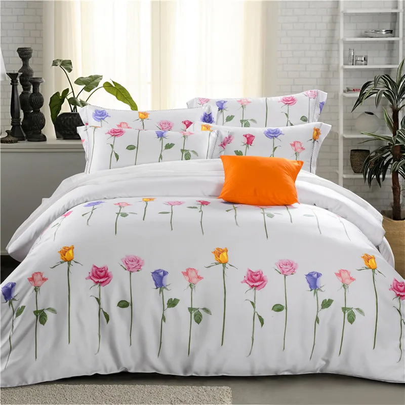 

IvaRose 4-Pieces tencel Luxury Bedding Set printing Butterfly Bed Set King Queen size Bed Linens Duvet Cover Bed Sheet