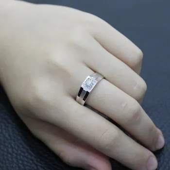 

LASAMERO Rings for Men 0.108CT Round Cut Natural Diamond Ring 18k White Gold Engagement Wedding Ring