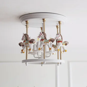 

Modern Children Light Fixtures Lighting bedroom Lamp Boys Girls Room ceiling light Rotating Trojan Horse E14 led Ceiling Lamp