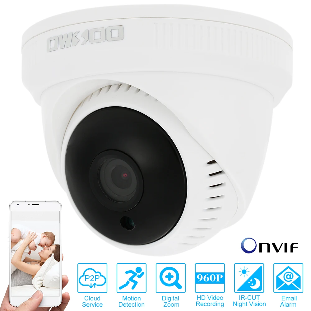 OWSOO HD 960P IP Camera 1/3 inch CMOS 24 LEDs Infrared Night View 1.3MP CCTV Surveillance Security Network Indoor Dome Camera
