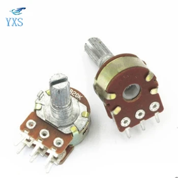 

100PCS/LOT WH148 B20K Linear Potentiometer 3 Pin 15mm Shaft With Nuts And Washers