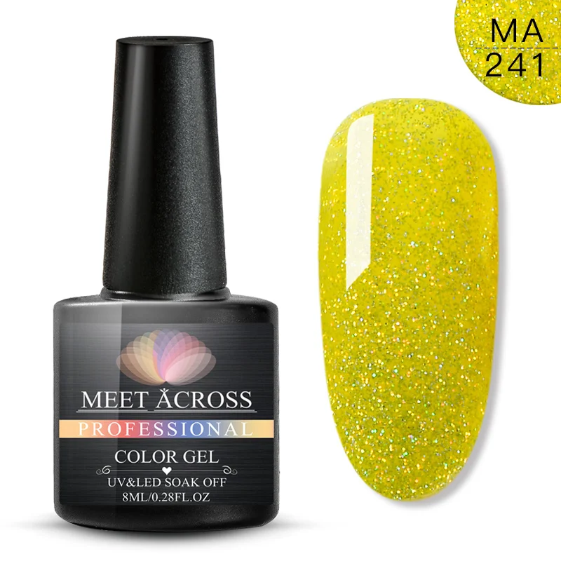 MEET ACROSS 7ml Nail Polish Holographic Glitter Gel Nail Polish Set Shine Gellak Manicure Soak Off Nail Art Varnish - Цвет: S01871