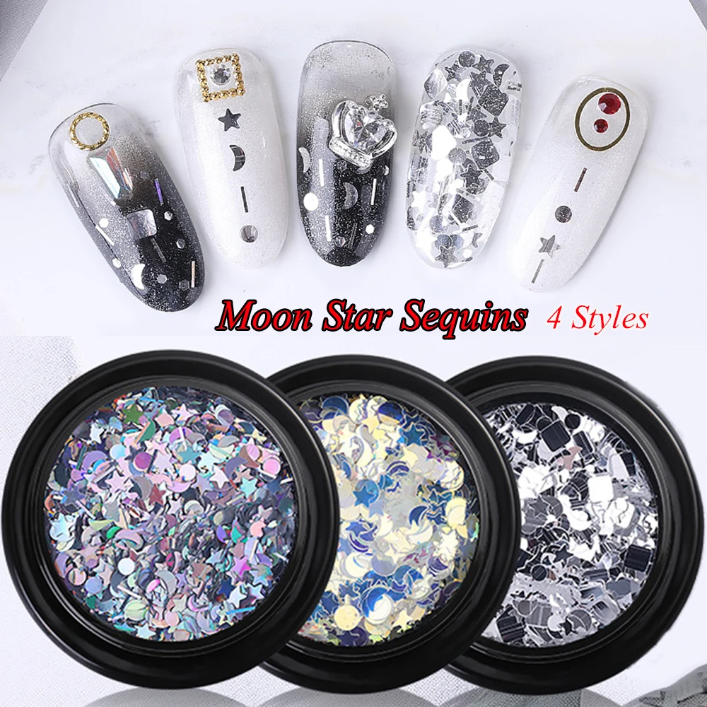 

1pcs 3D Nail Glitter Flakes Mix Star Moon Round Symphony Sequins Pigment Nail Art Decor Powder Holographic Manicure Paillette