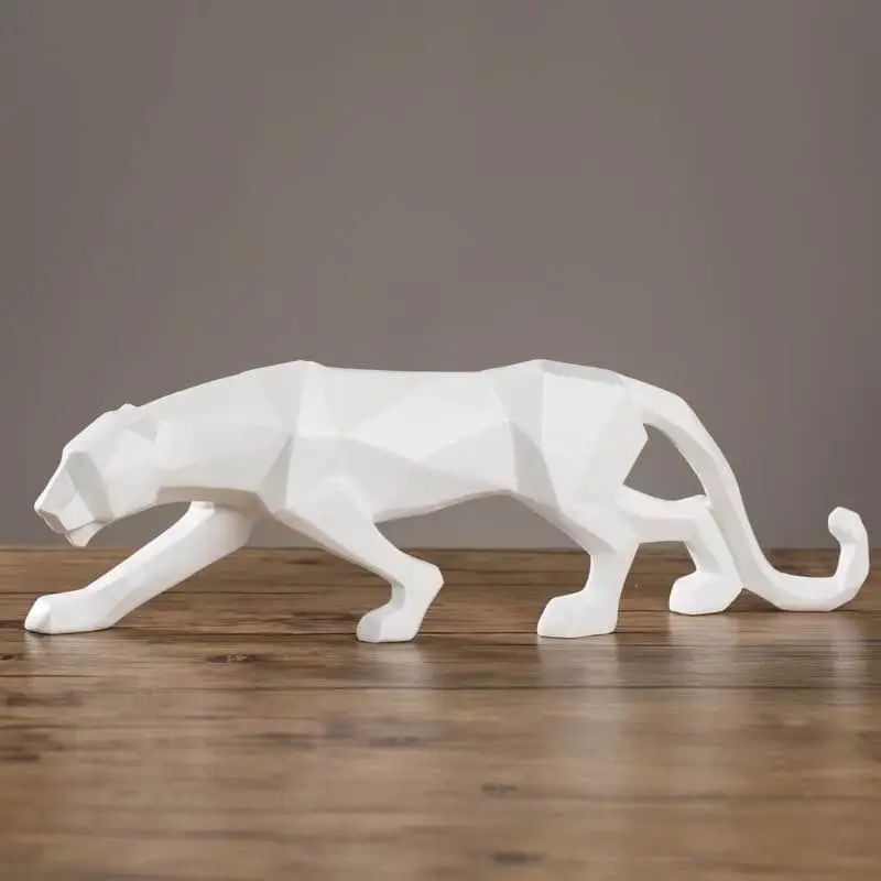 

Modern Abstract Black Panther Sculpture Geometric Resin Leopard Statue Wildlife Decor Gift Craft Ornament Accessories Furnishin