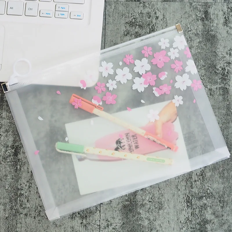 Творческий красивые Cherry Сакура ПВХ-сумка для документов Файл канцелярская папка-Органайзер