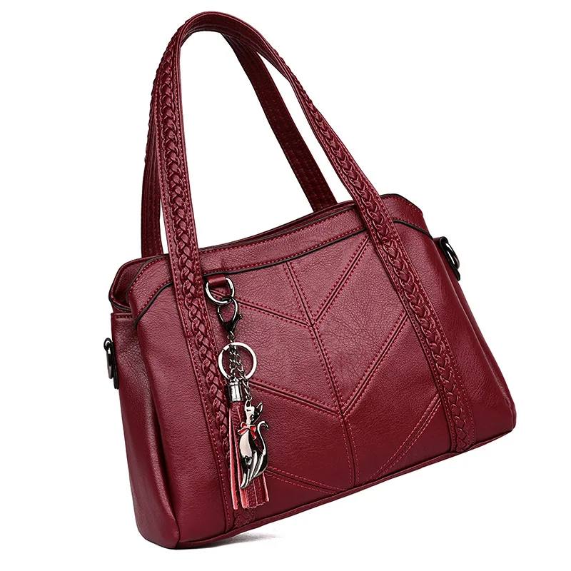  Women Handbag Genuine Leather Tote Bags Tassel Luxury Women Shoulder Bags Ladies Leather Handbags W - 32916946717