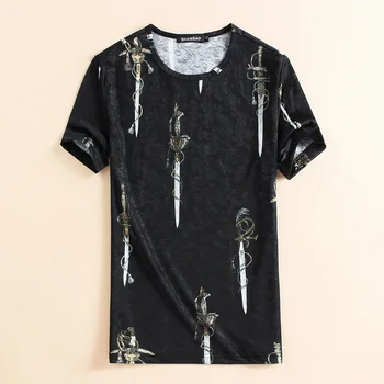 

Creative swords pattern 3d printing fashion slim short sleeve t shirt Summer 2019 New quality soft comfortable t shirt men M-5XL