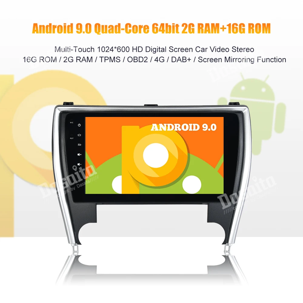 Top 1din 10.2" IPS Touch Screen Android 9.0 Car Radio GPS Navigator for Toyota Camry US Version 2015 2016 2017 with Car Built-in 0