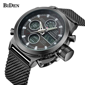 

Top Brand Luxury BIDEN Watches Men Steel LED Digital Men's Quartz Watch Man Sports Army Military Wrist Watch erkek kol saati