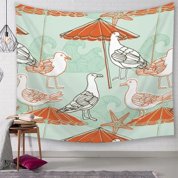 

130x150cm Autumn Map Style 100% Polyester Tapestry Little bird Decorative Wall Hanging