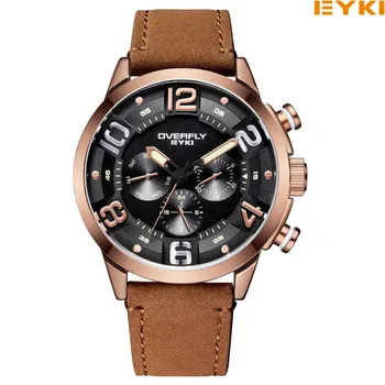 

EYKI Brand Men Watch Casual Leather Watches Waterproof Quartz Watch Military Wrist Watch Men Clock relogio masculino